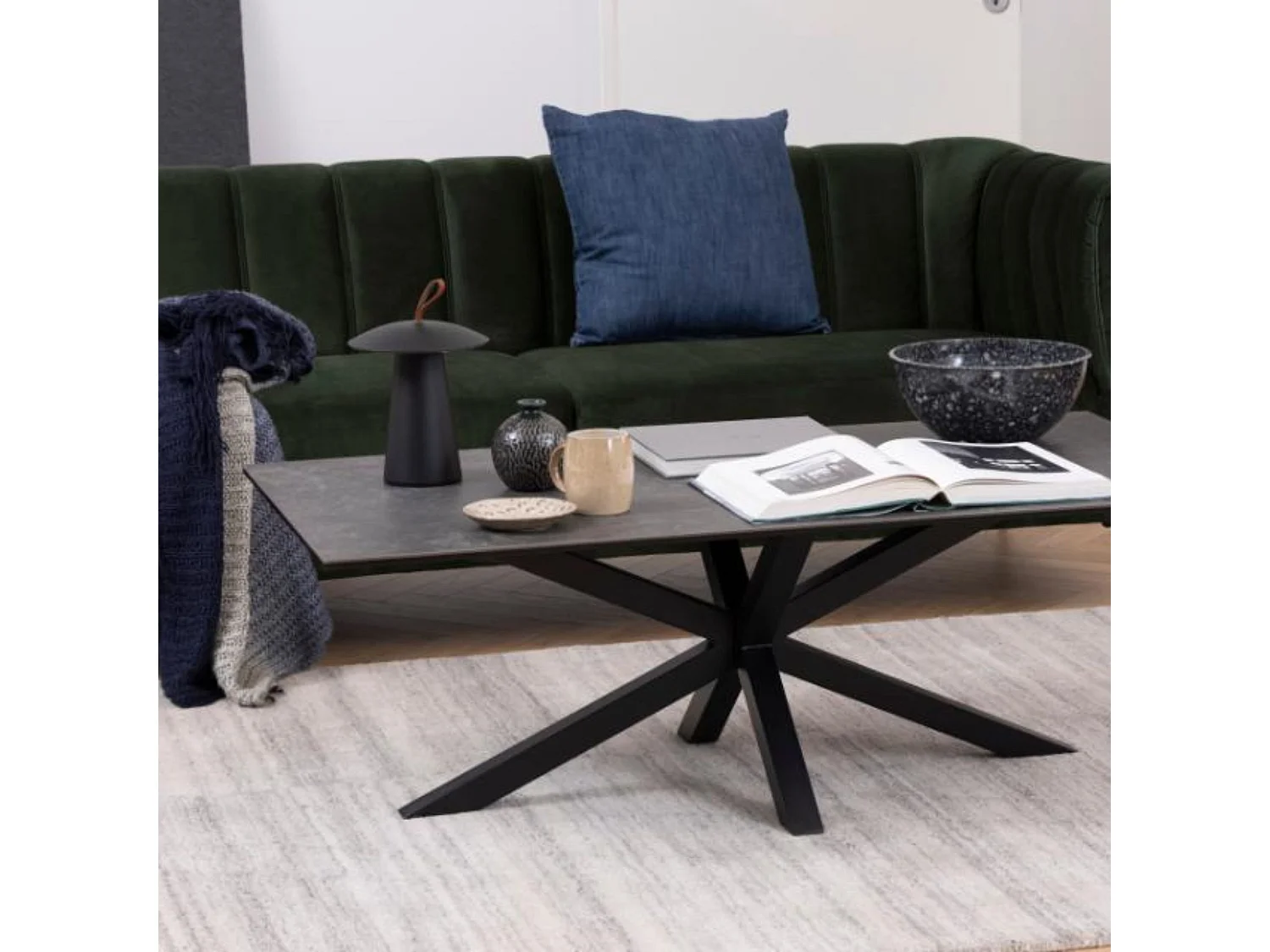 Table basse rectangulaire en céramique et métal L130 - CHIPRE