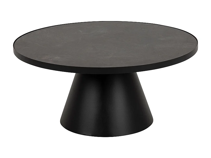 Table basse ronde en céramique et métal noir D85 - GIROLLE