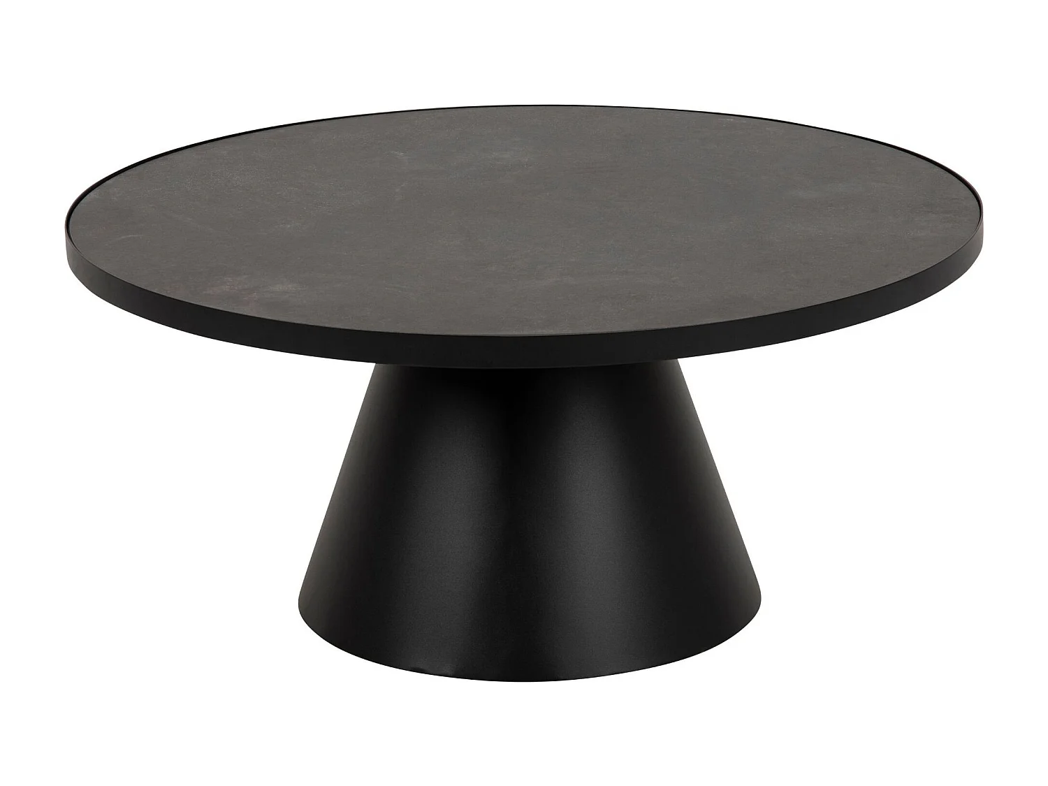 Table basse ronde en céramique et métal noir D85 - GIROLLE