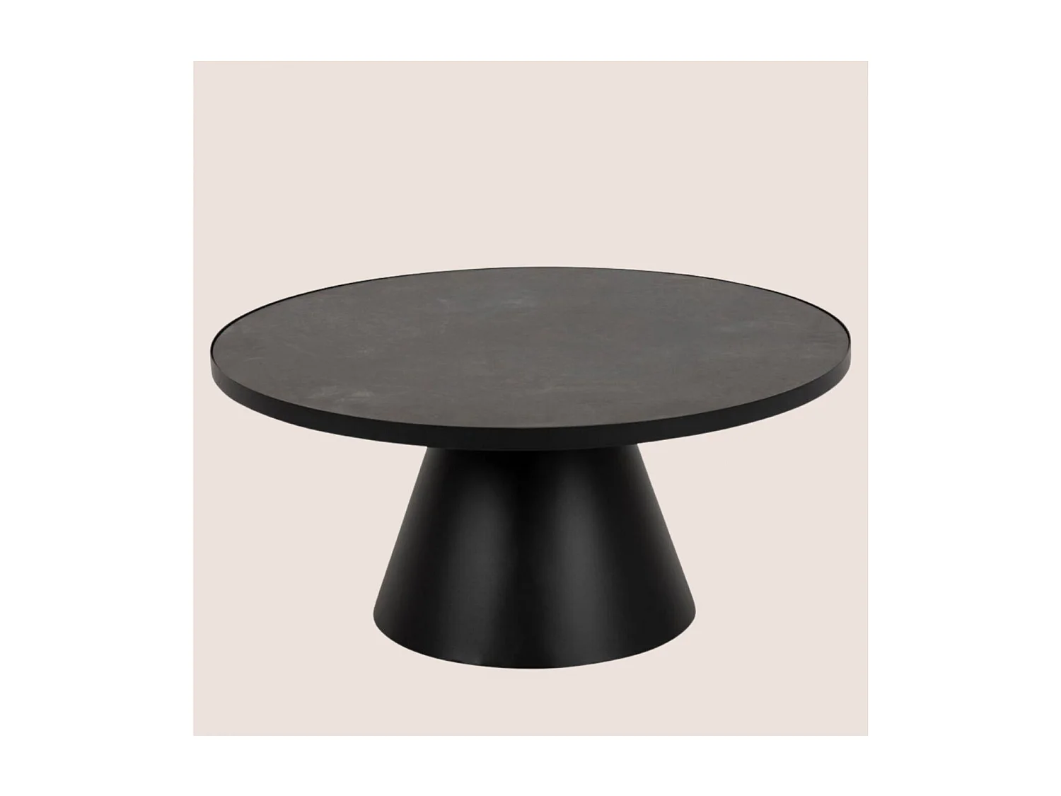Table basse ronde en céramique et métal noir D85 - GIROLLE