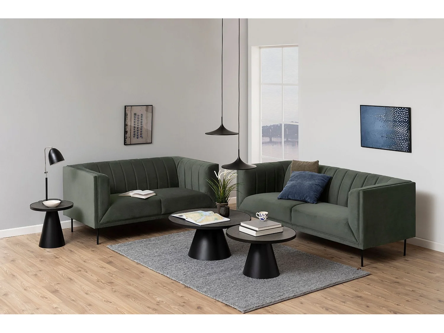 Table basse ronde en céramique et métal noir D85 - GIROLLE