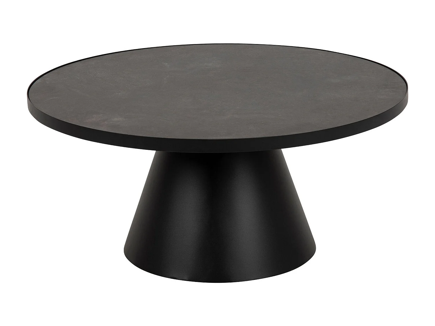 Table basse ronde en céramique et métal noir D85 - GIROLLE