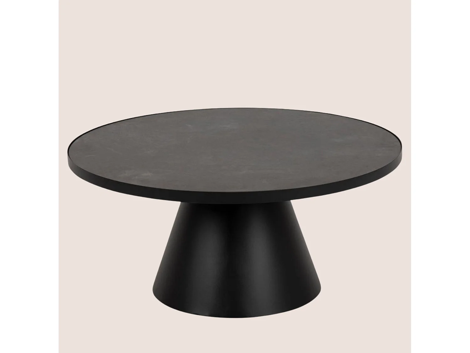 Table basse ronde en céramique et métal noir D85 - GIROLLE