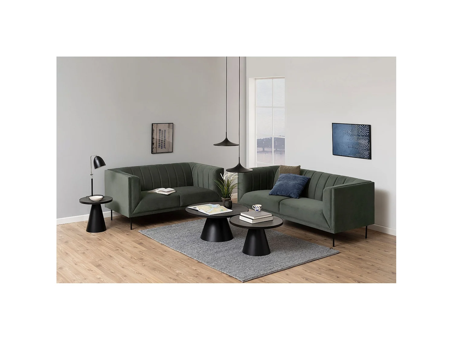 Table basse ronde en céramique et métal noir D85 - GIROLLE