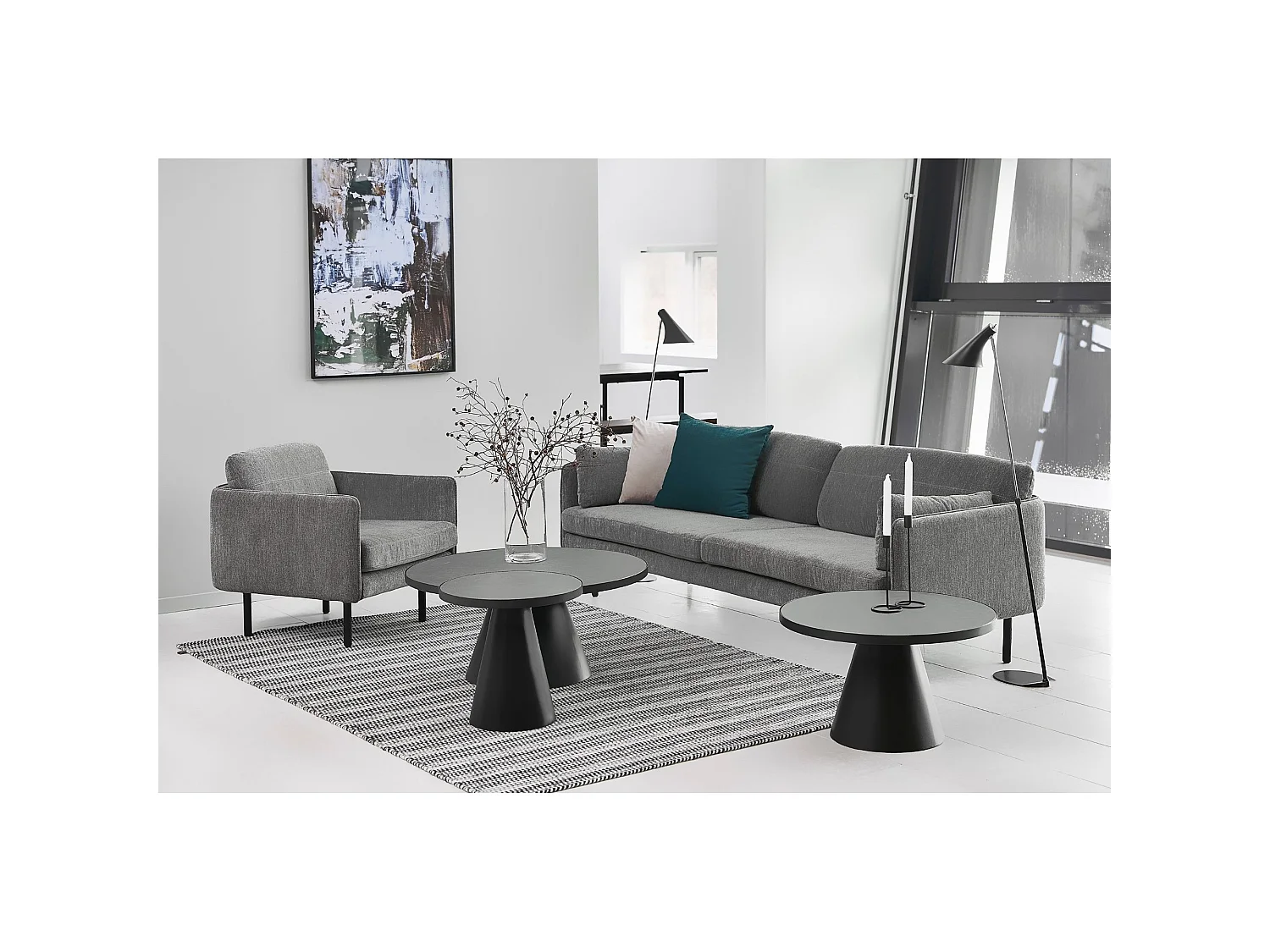 Table basse ronde en céramique et métal noir D85 - GIROLLE