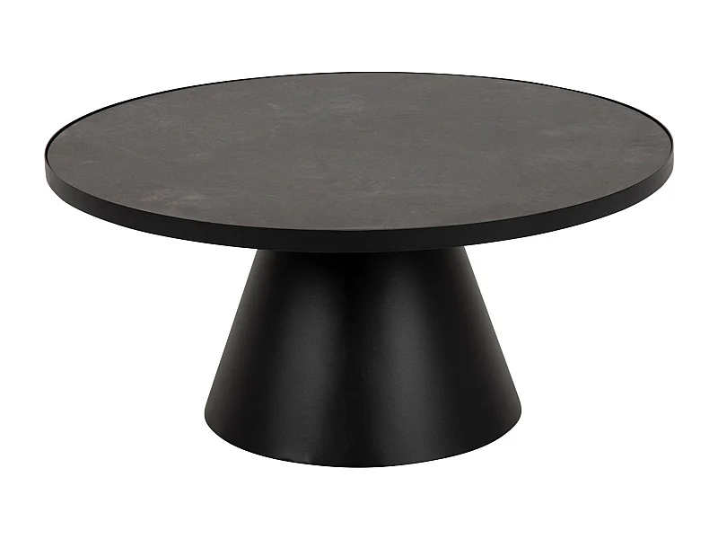 Table basse ronde en céramique et métal noir D85 - GIROLLE
