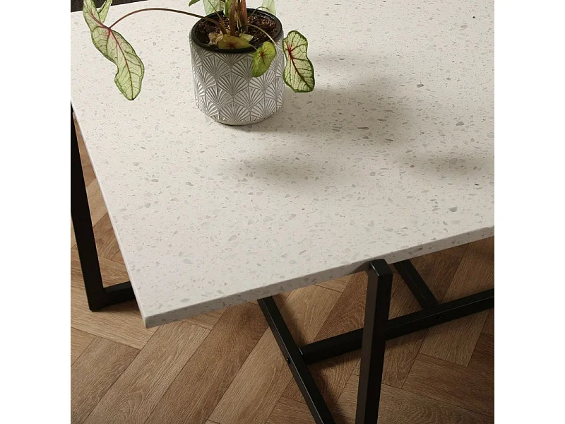 Table basse plateau terrazzo blanc et métal  LOXIA
