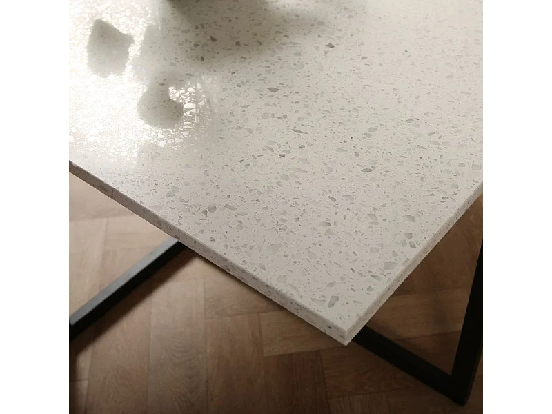 Table basse plateau terrazzo blanc et métal  LOXIA