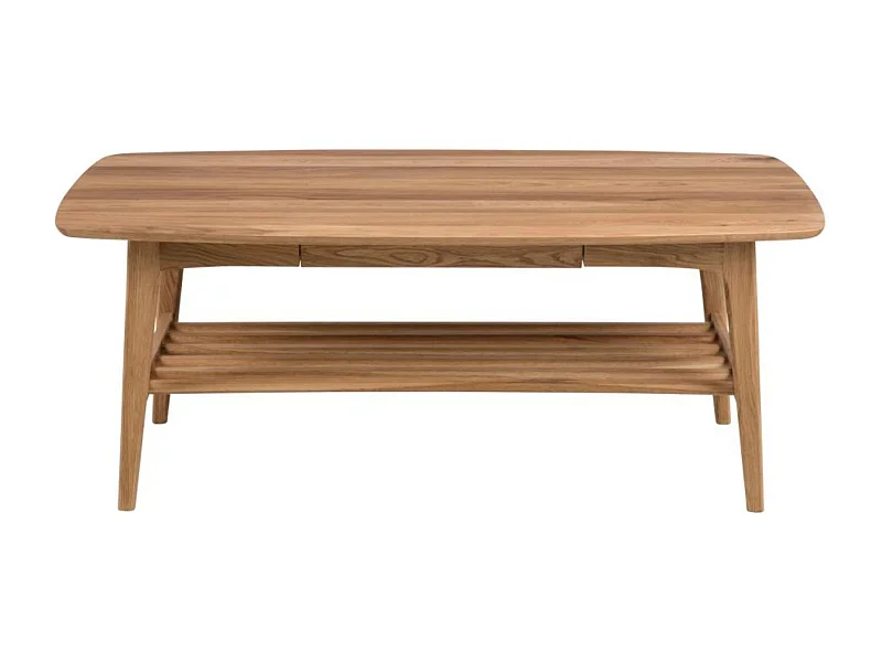 Table basse scandinave rectangulaire en bois massif avec rangement - ELEA