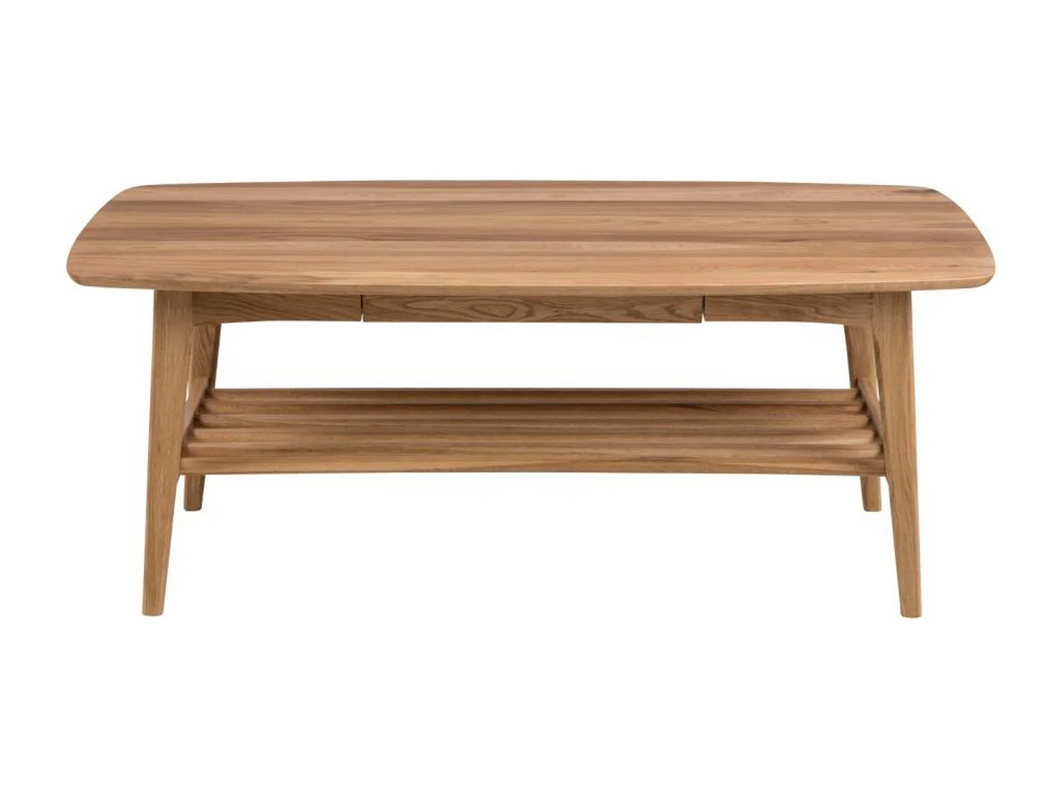 Table basse scandinave rectangulaire en bois massif avec rangement - ELEA