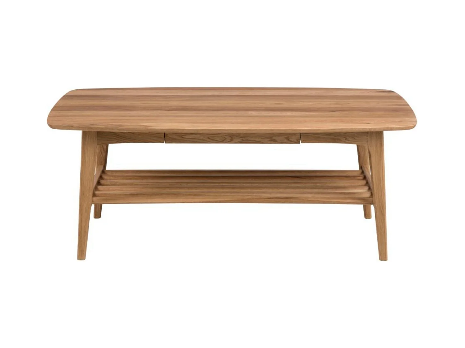 Table basse scandinave rectangulaire en bois massif avec rangement - ELEA