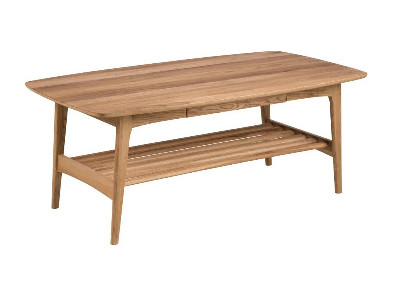 Table basse scandinave rectangulaire en bois massif avec rangement - ELEA