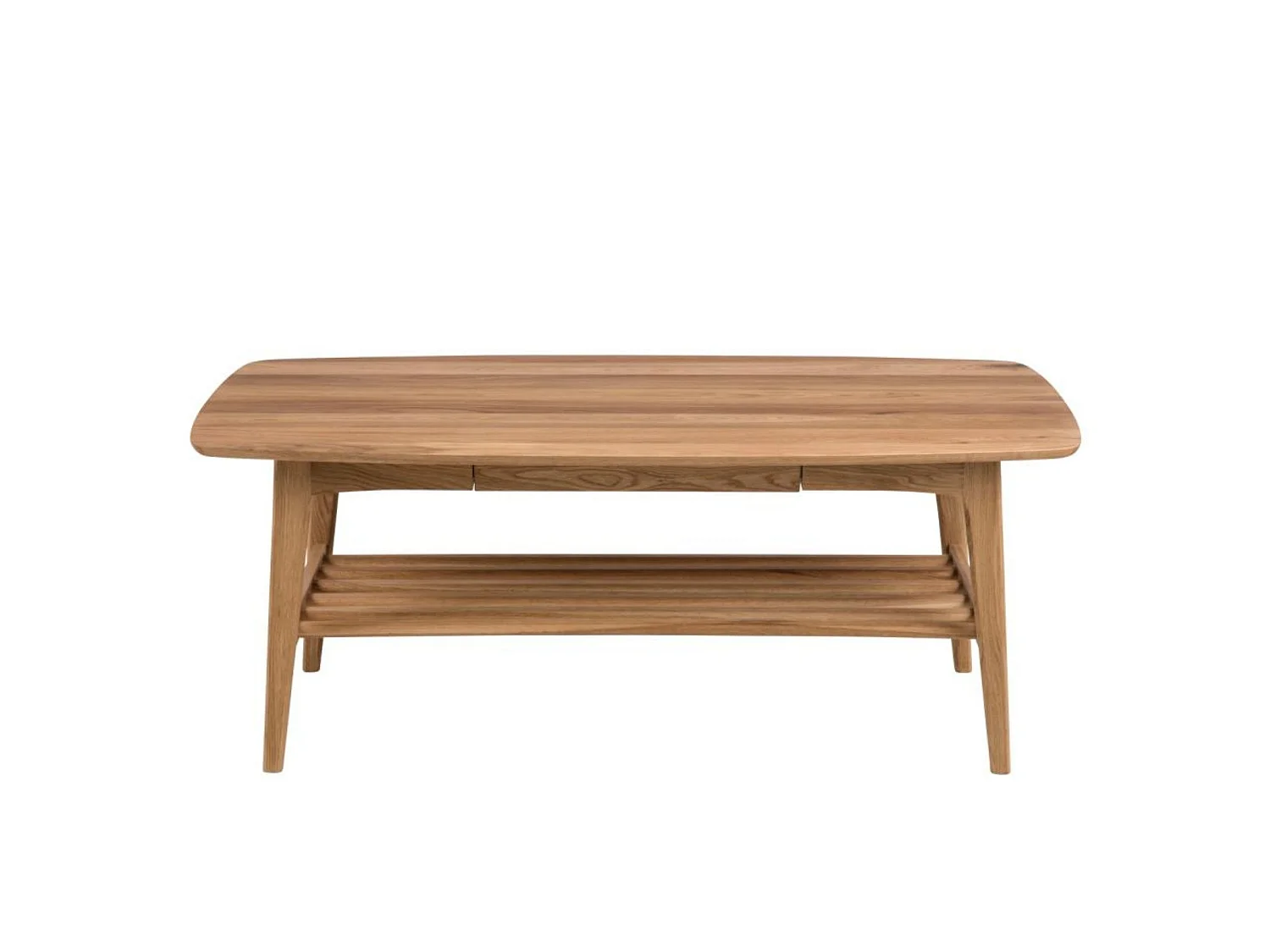 Table basse scandinave rectangulaire en bois massif avec rangement - ELEA