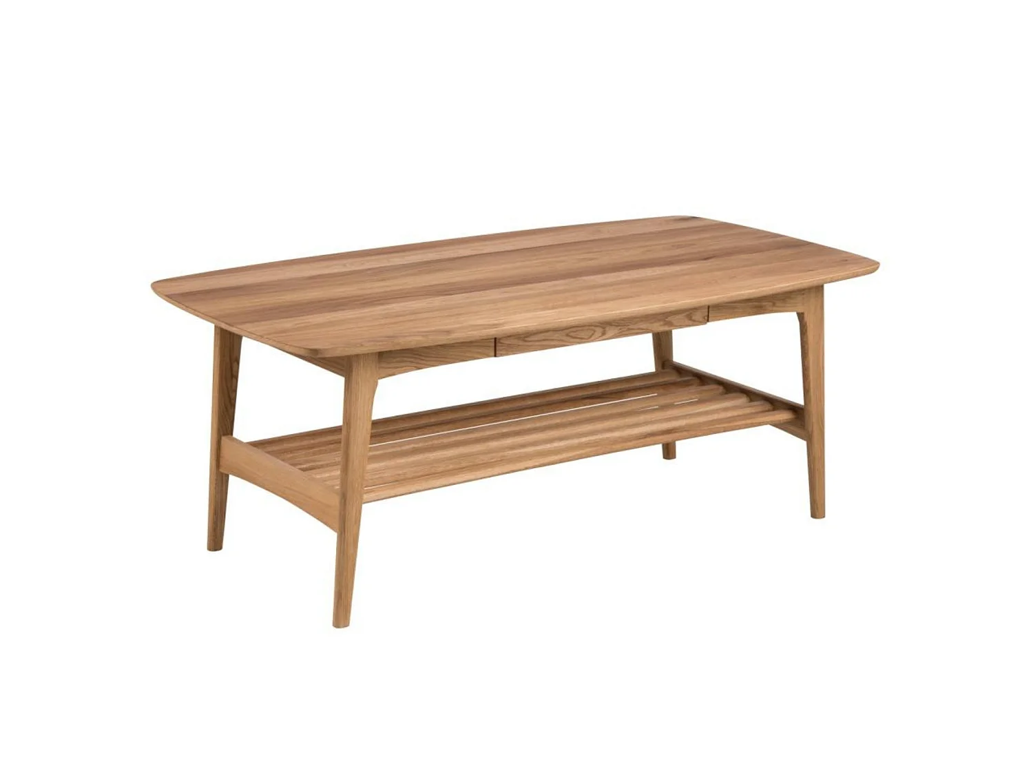 Table basse scandinave rectangulaire en bois massif avec rangement - ELEA