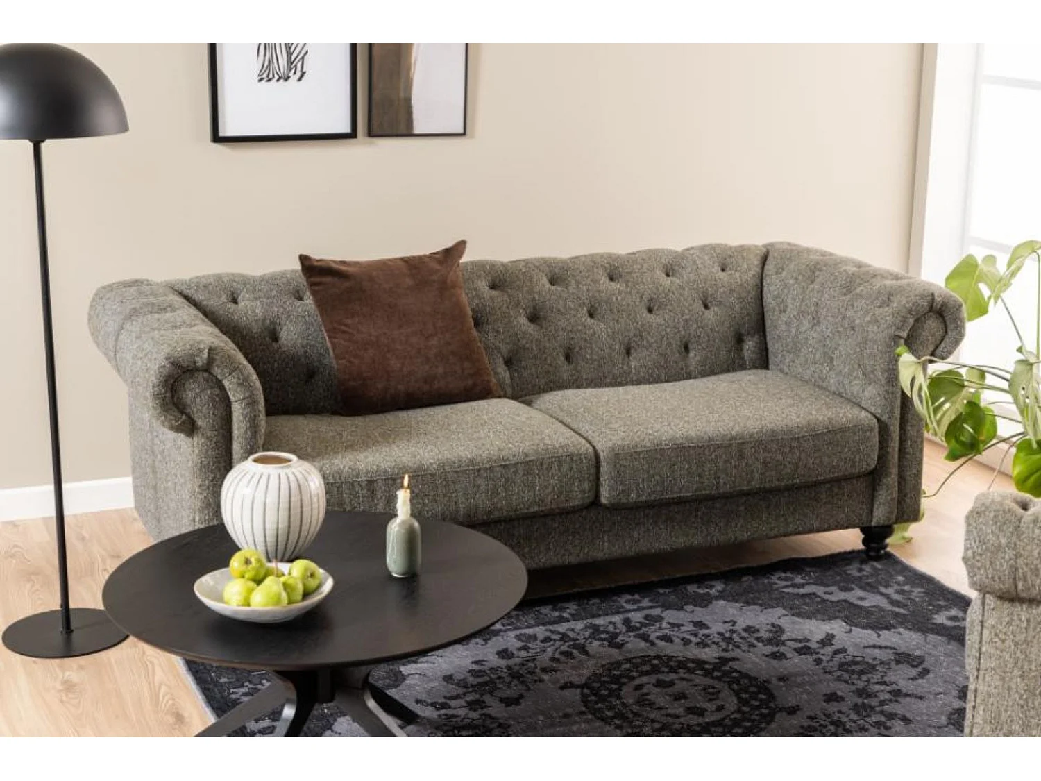 Table basse ronde noire en chêne 4 pieds D80 - ZELIA