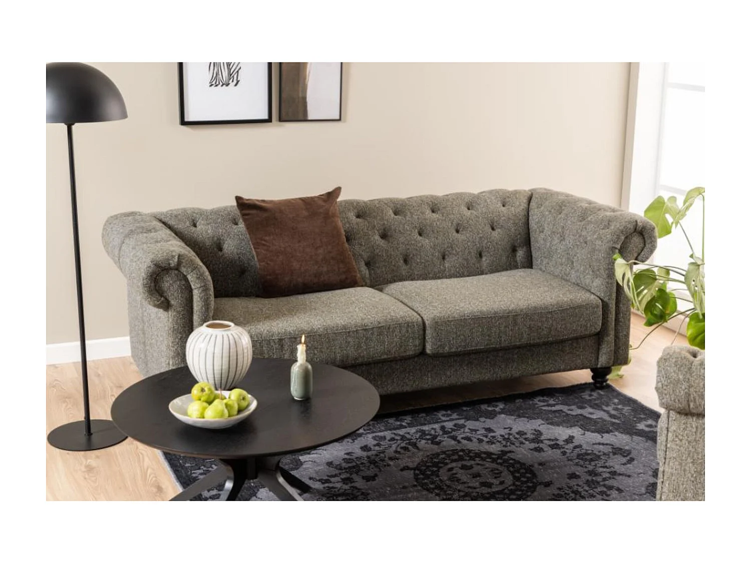 Table basse ronde noire en chêne 4 pieds D80 - ZELIA