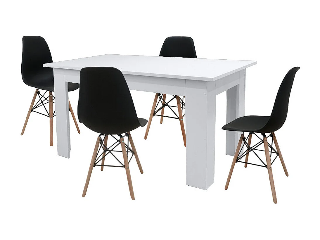 Pack Mesa de Comedor o Cocina + 4 Sillas Estilo Nordico