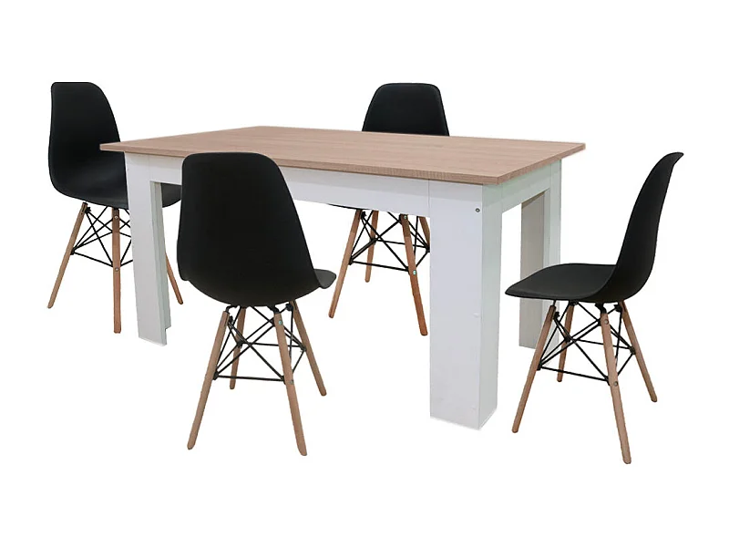 Pack Mesa de Comedor o Cocina + 4 Sillas Estilo Nordico