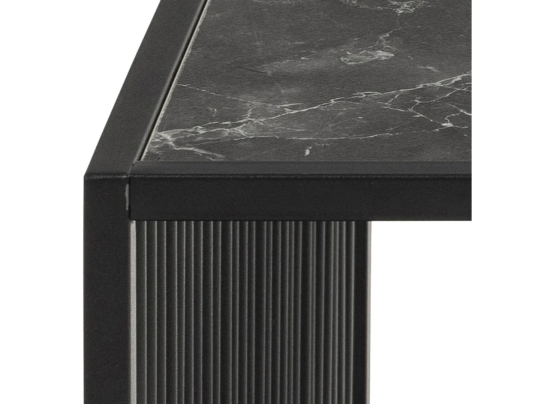 Strington table basse 80x80 cm verre enfumé, noir marbré décor.