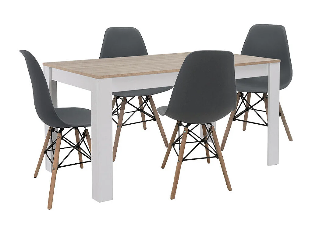 Pack Mesa de Comedor o Cocina + 4 Sillas Estilo Nordico