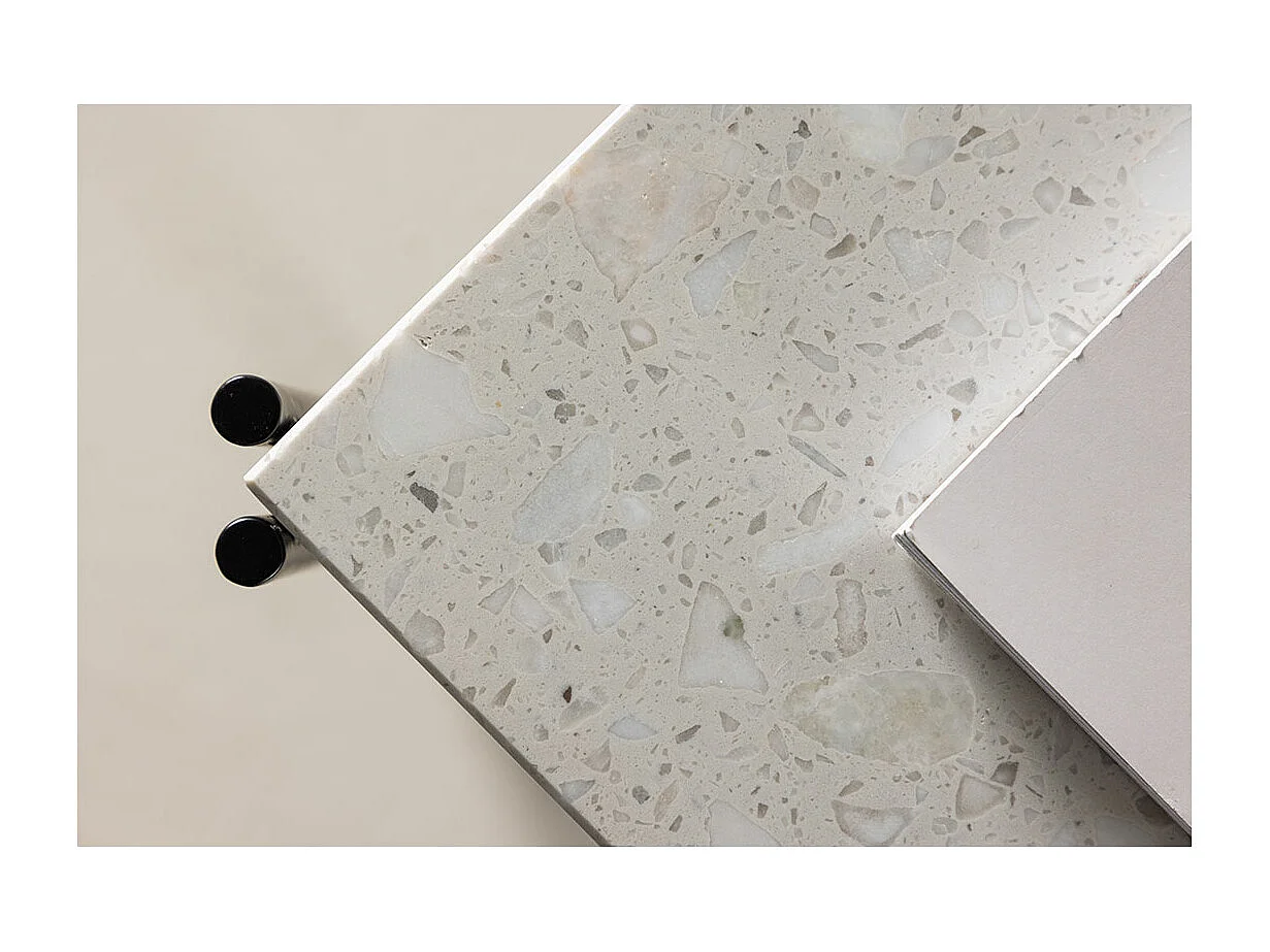 Table Basse Design Terrazzo "Razzia" 75cm Blanc