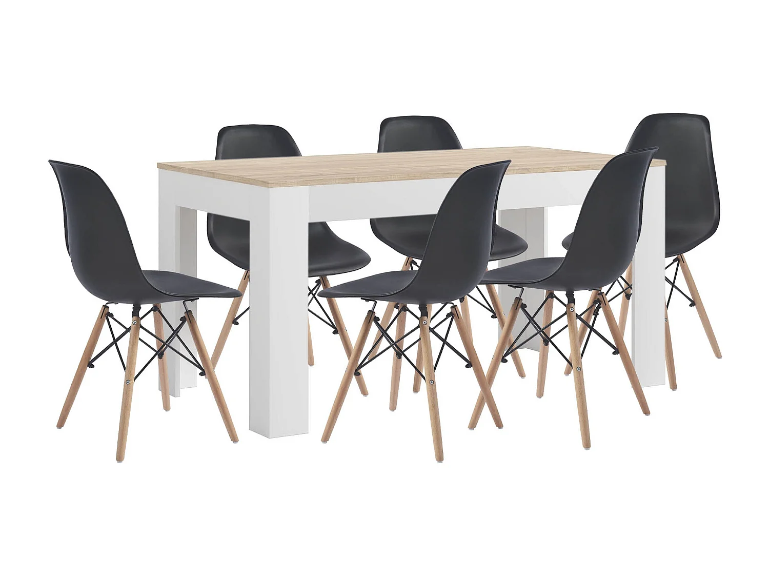 Mesa Extensible de Comedor o Cocina + 6 Sillas Estilo Nordico