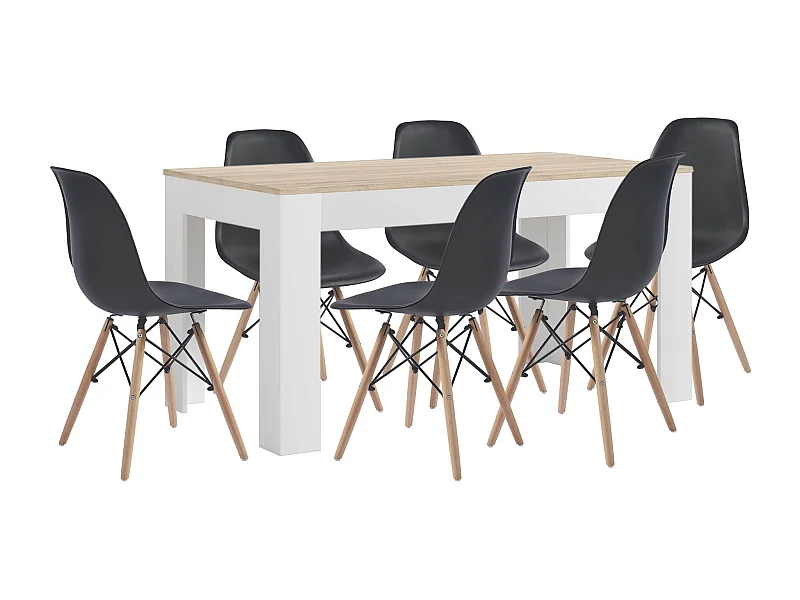 Mesa Extensible de Comedor o Cocina + 6 Sillas Estilo Nordico