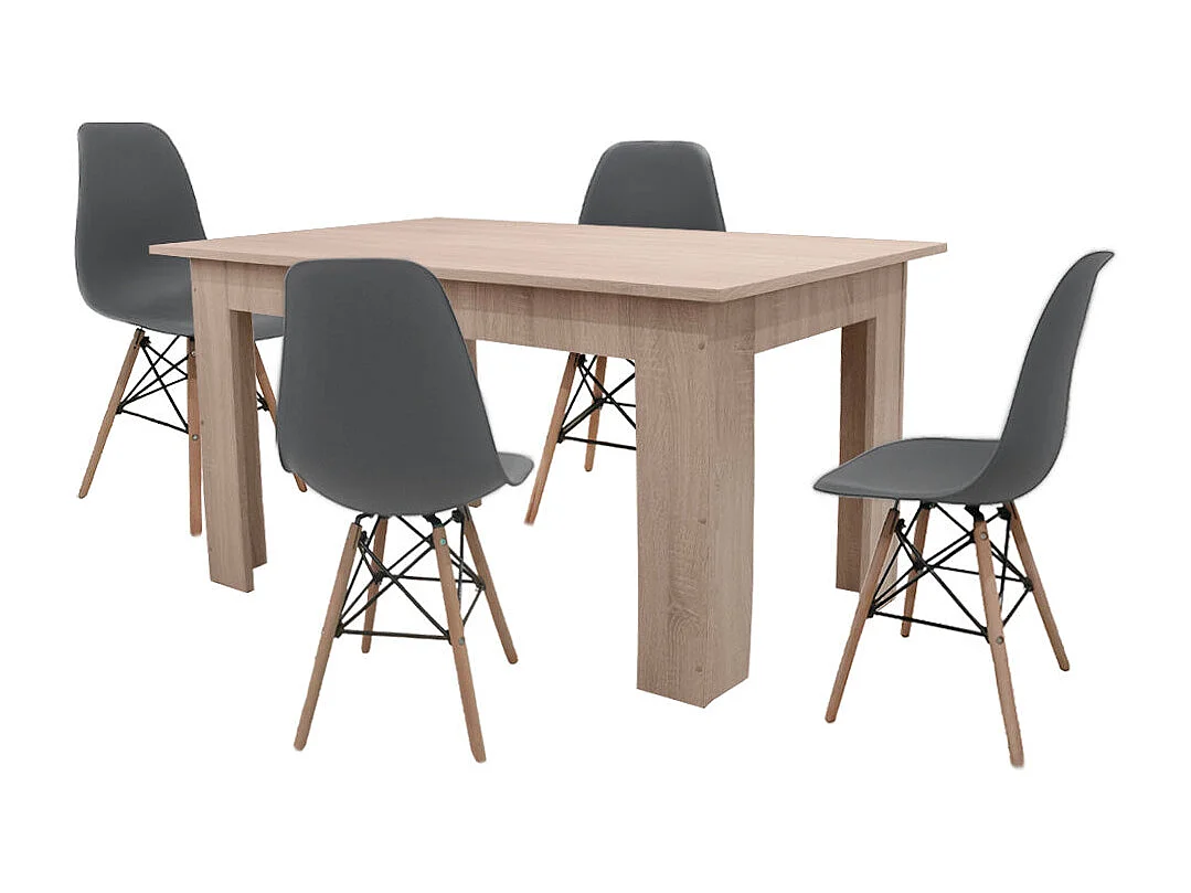 Pack Mesa de Comedor o Cocina + 4 Sillas Estilo Nordico