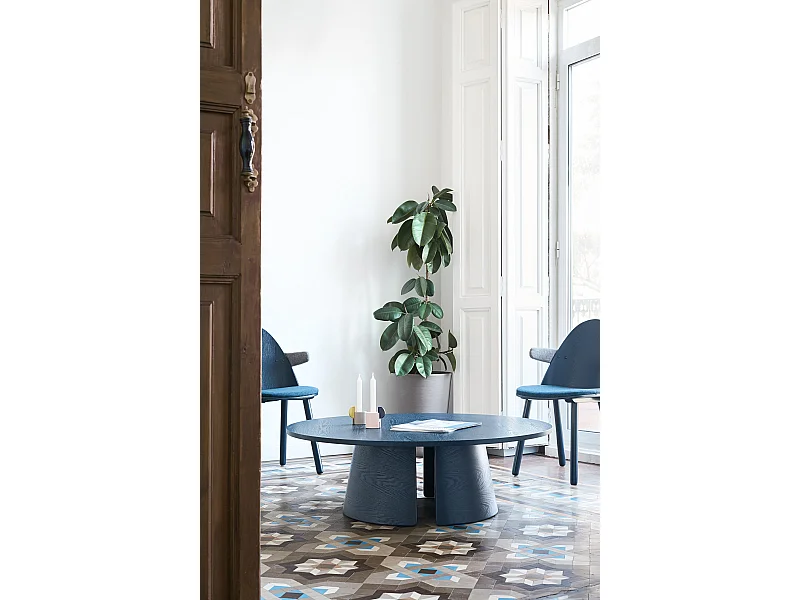 Tavolino basso tondo blu Ø110 h36 cm