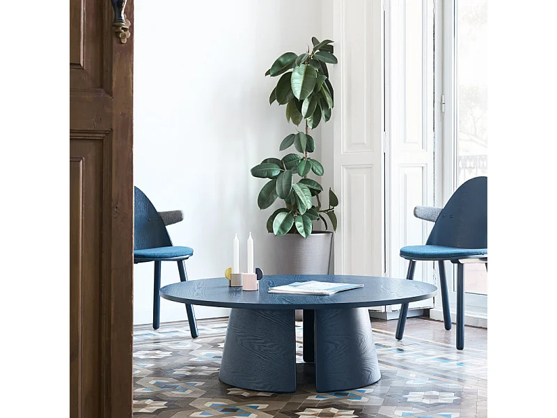 Table basse ronde bleue Ø110 h36 cm