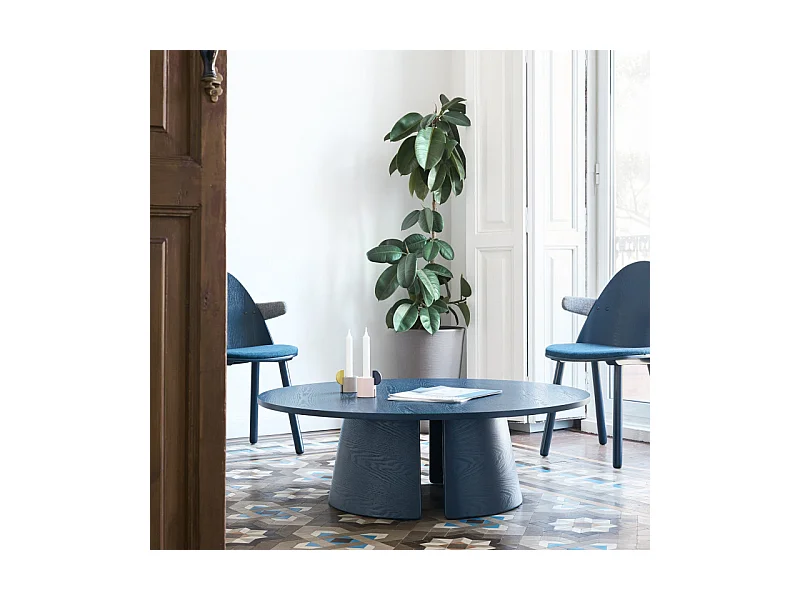 Blauer runder niedriger Tisch Ø110 h36 cm