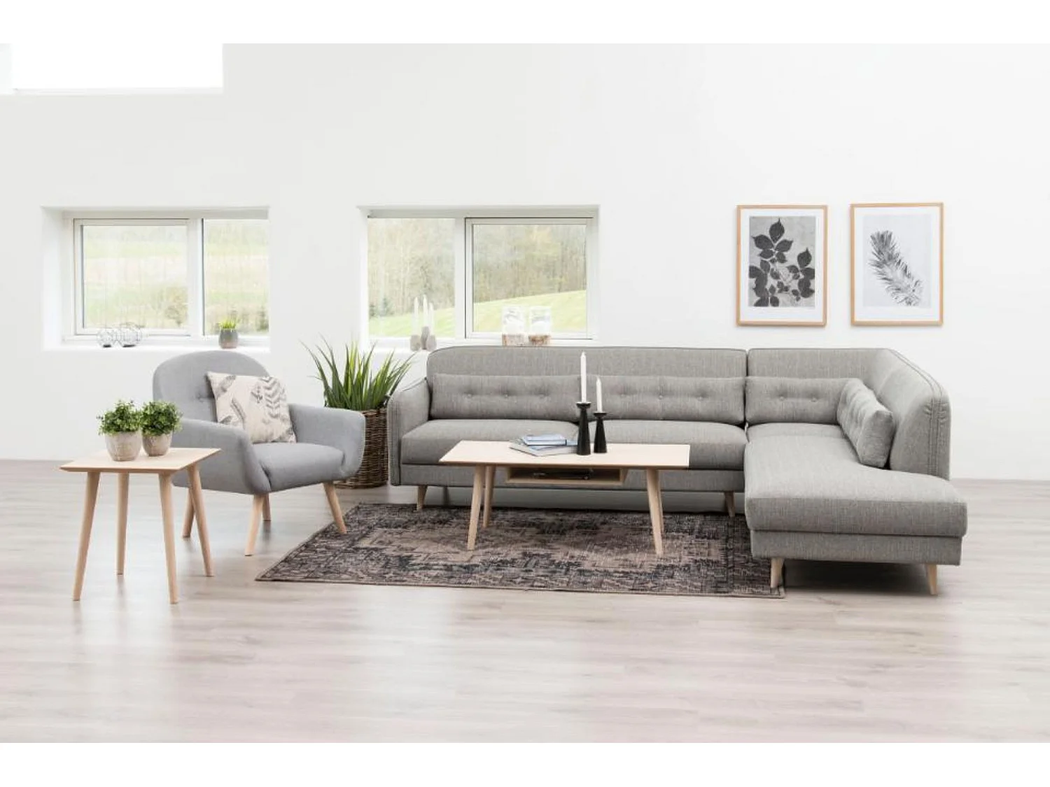 Table basse rectangulaire chêne blanchi avec niche L115 - CENTIOR