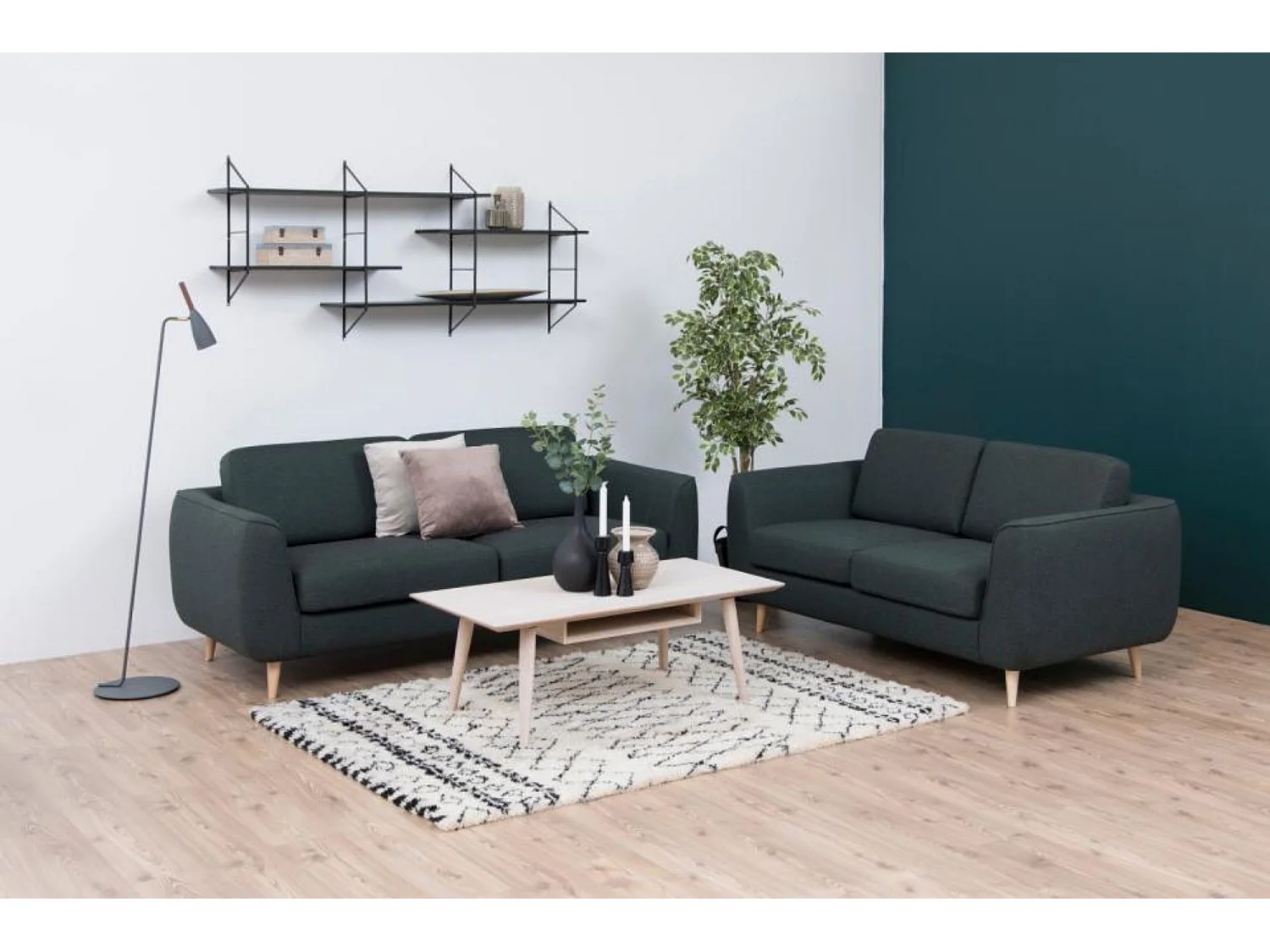 Table basse rectangulaire chêne blanchi avec niche L115 - CENTIOR