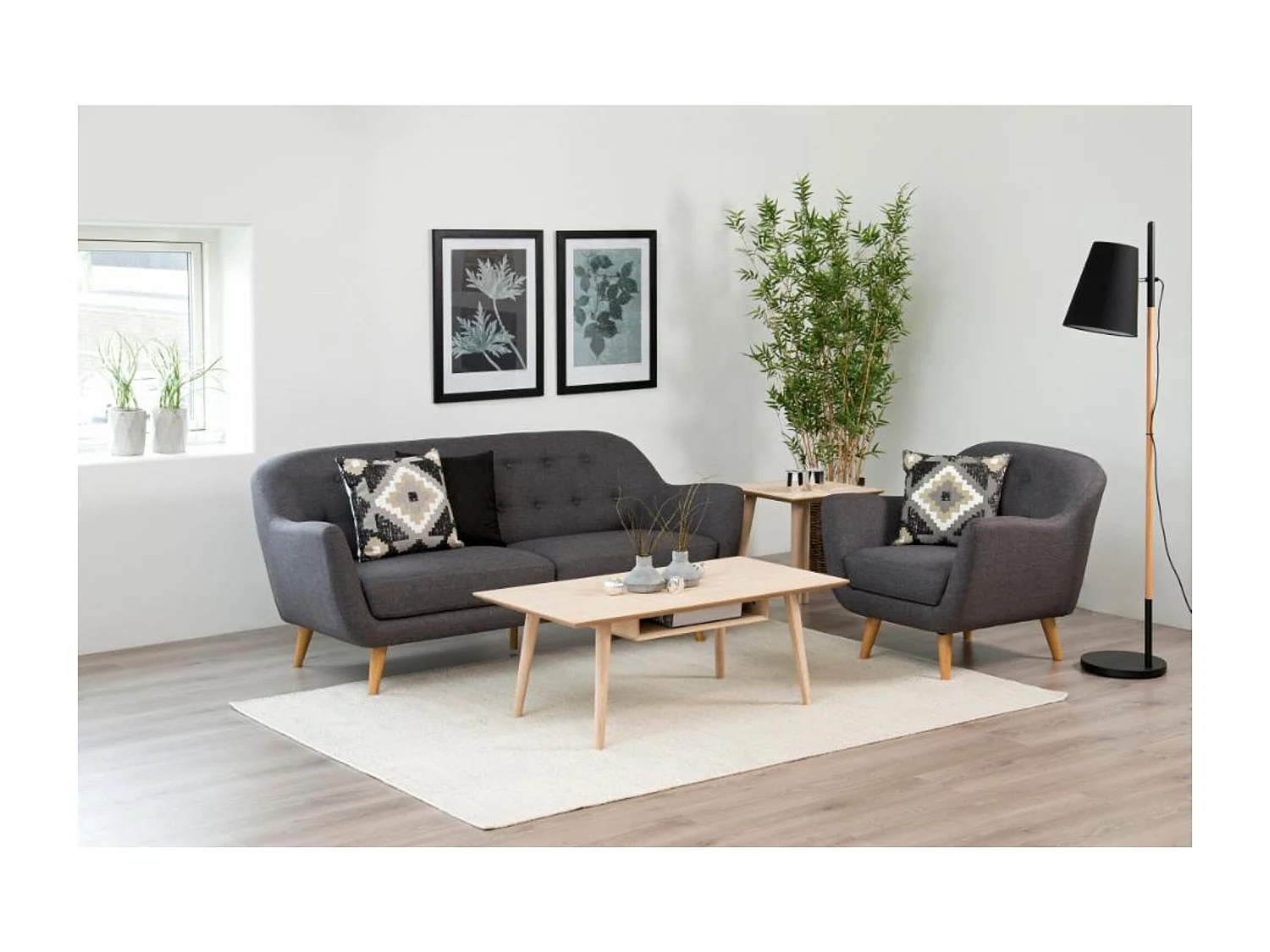 Table basse rectangulaire chêne blanchi avec niche L115 - CENTIOR