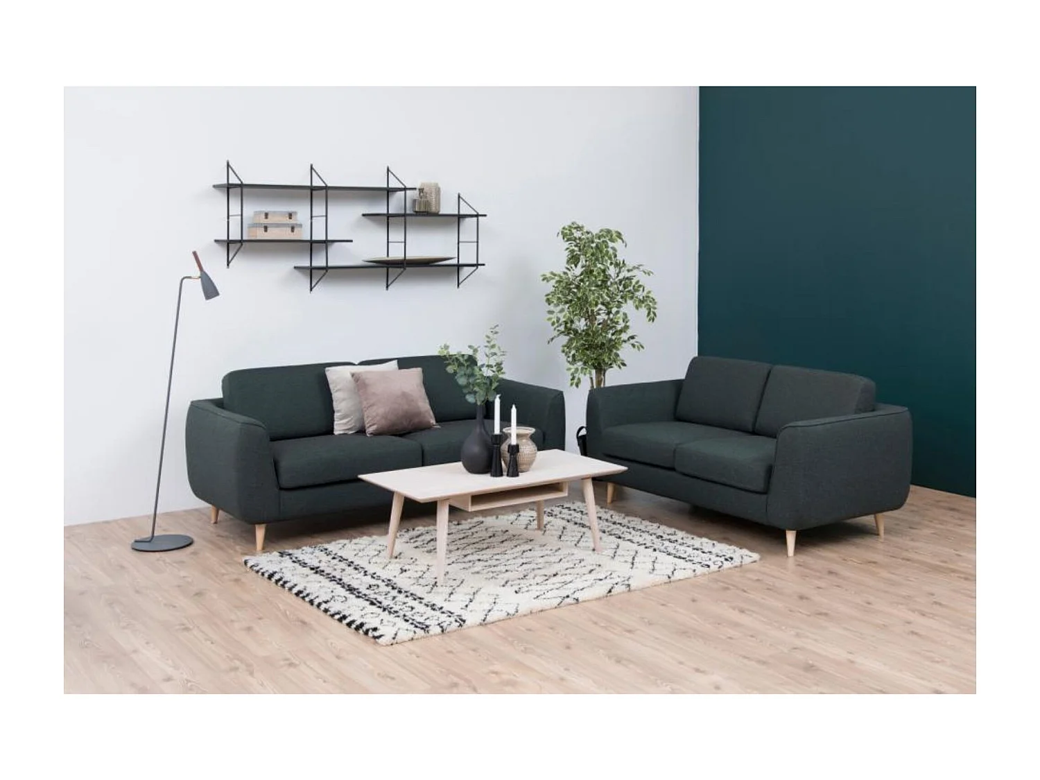 Table basse rectangulaire chêne blanchi avec niche L115 - CENTIOR