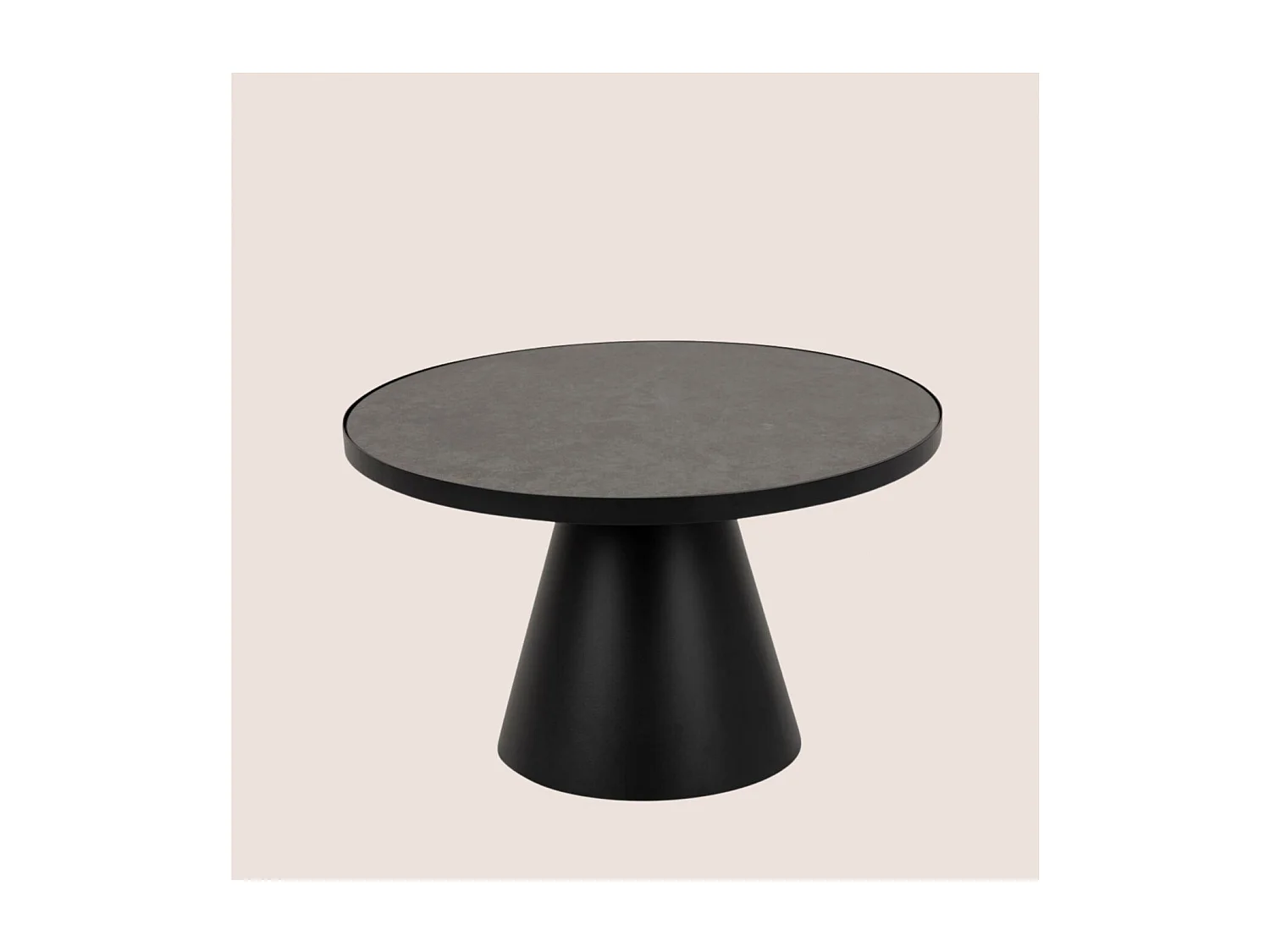Table basse ronde en céramique et métal noir D65 - GIROLLE