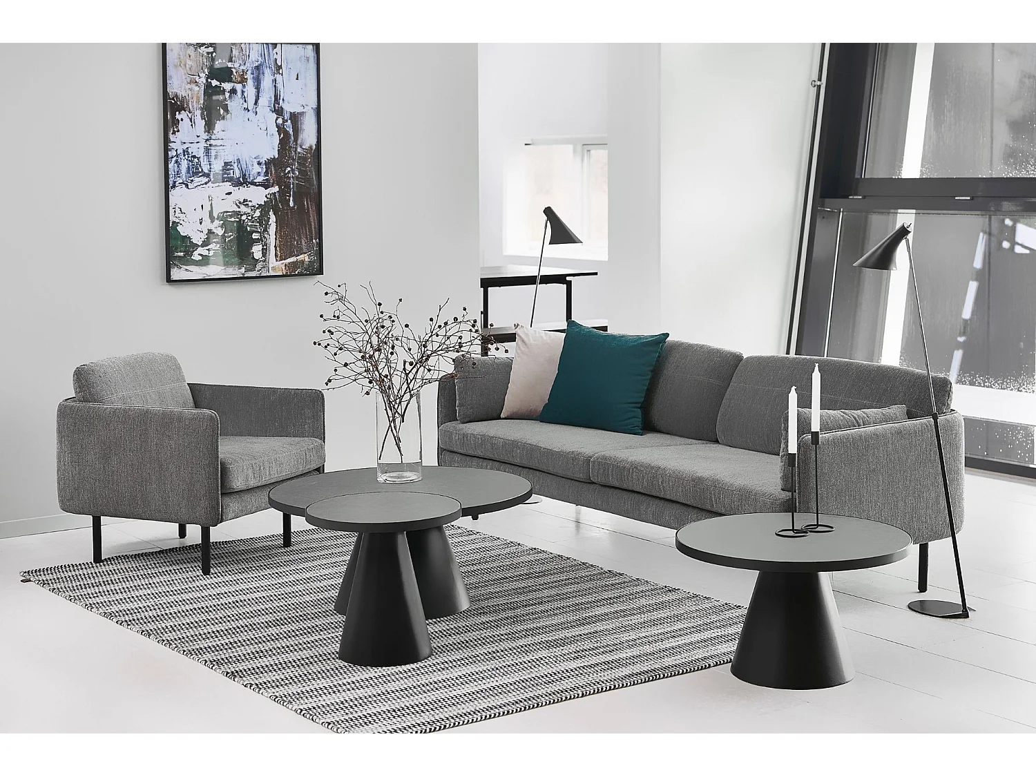 Table basse ronde en céramique et métal noir D65 - GIROLLE