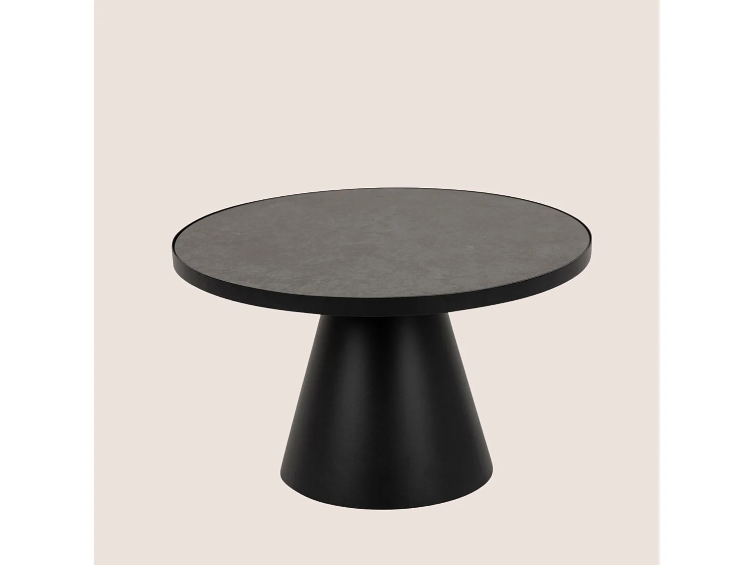 Table basse ronde en céramique et métal noir D65 - GIROLLE