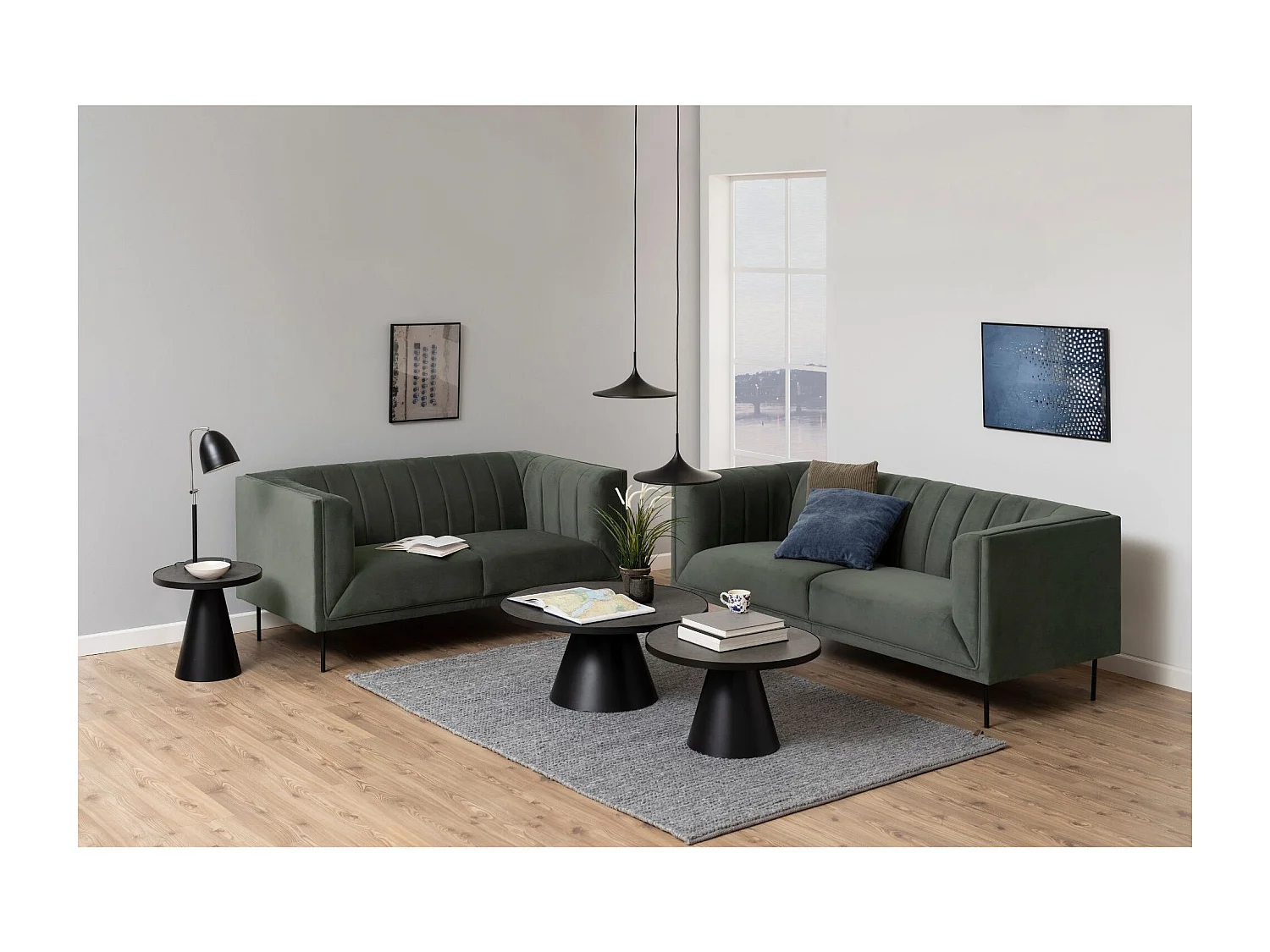 Table basse ronde en céramique et métal noir D65 - GIROLLE