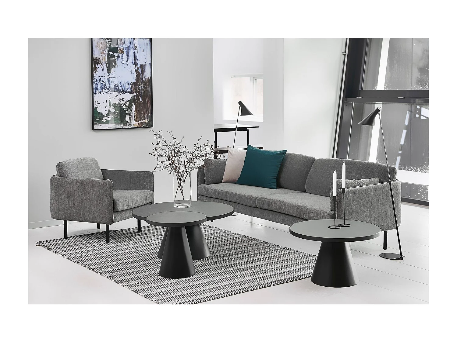 Table basse ronde en céramique et métal noir D65 - GIROLLE