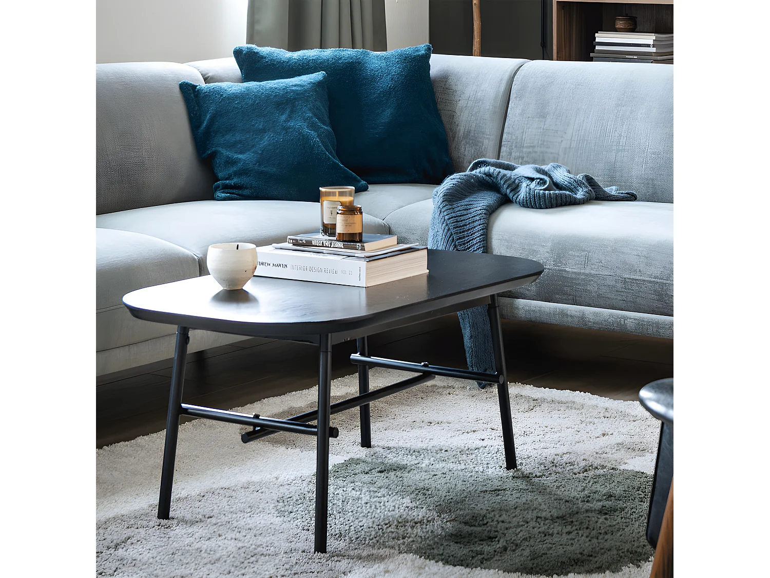 Table basse rectangulaire en bois noir 100x60cm LILAS