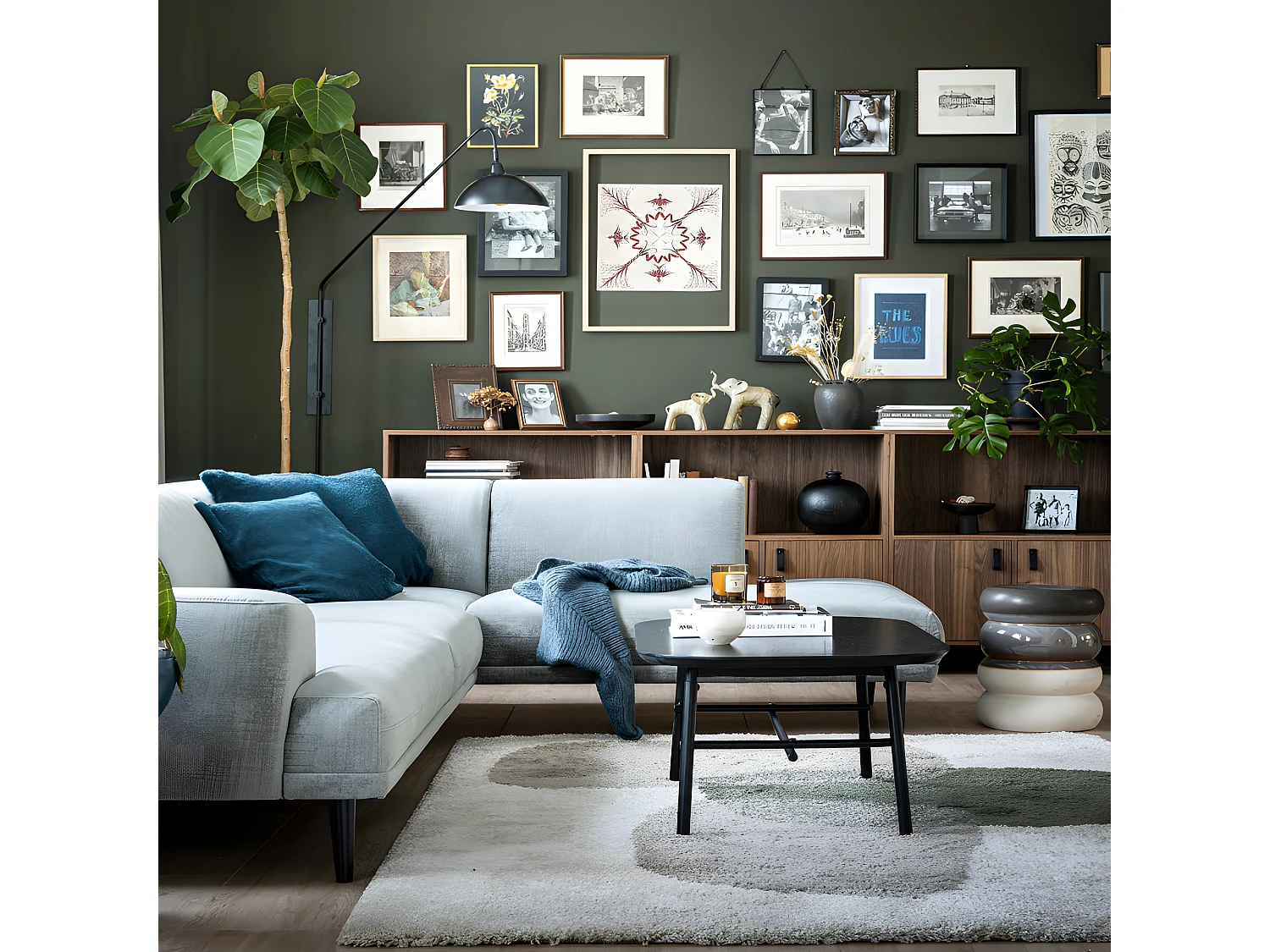 Table basse rectangulaire en bois noir 100x60cm LILAS