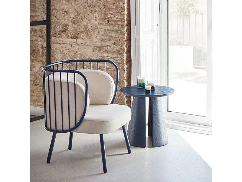 Table de salon bleue Ø50 h50 cm