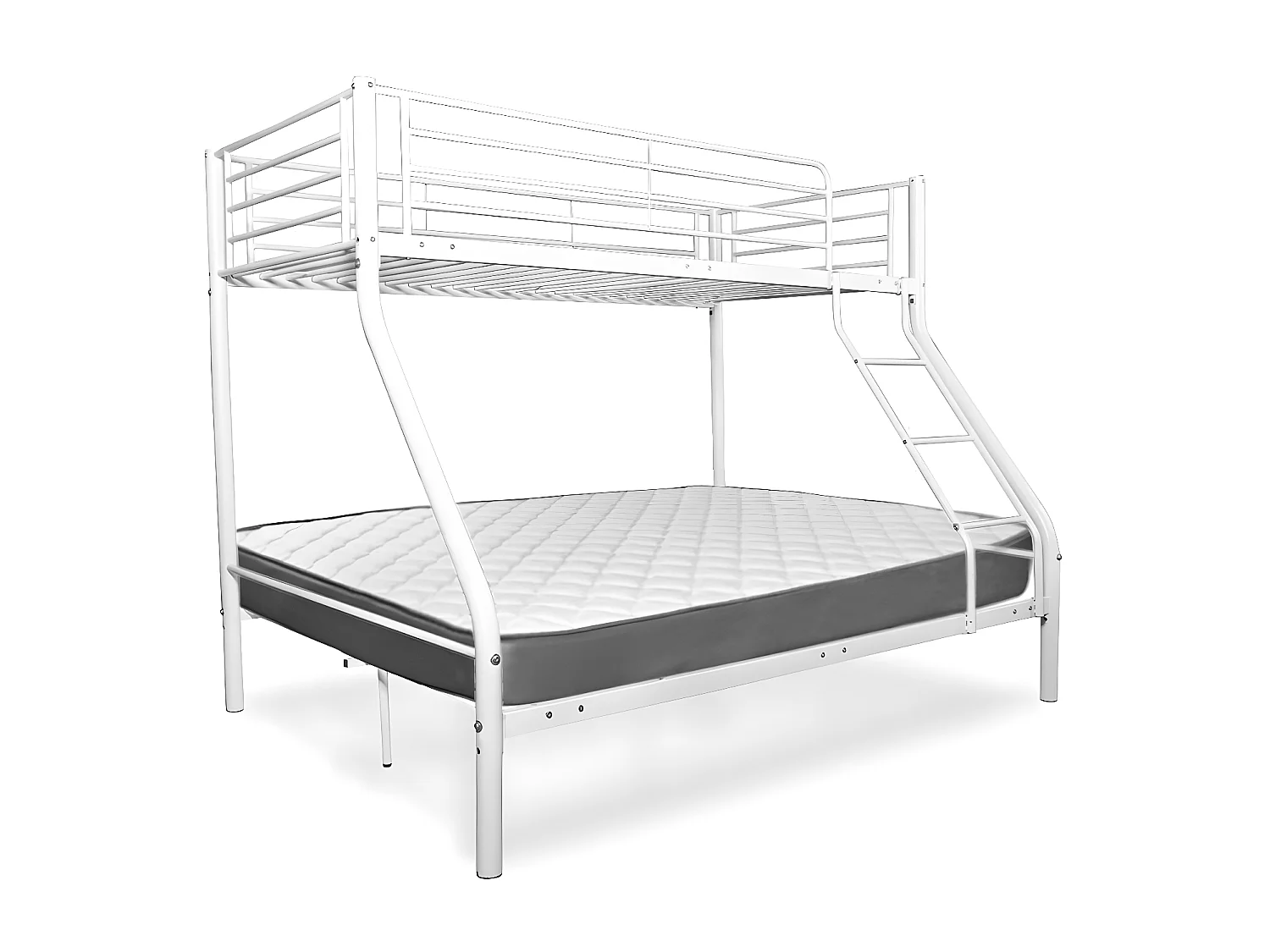 Litera de Matrimonio Metalica AS121 Blanco + 1 Colchon de abajo (135x190 cm)