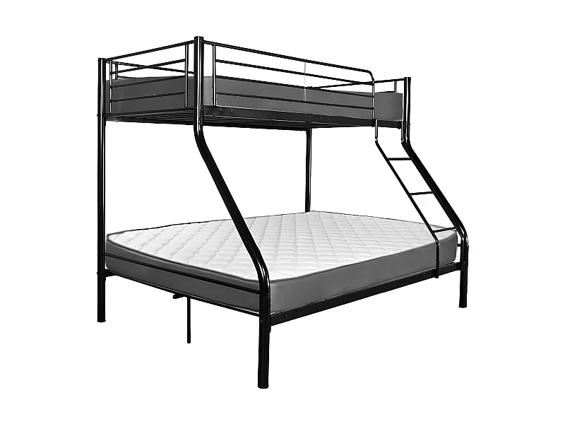 Beliche de Casal AS121 Metal Preto + 2 Colchões (90x190 e 135x190)