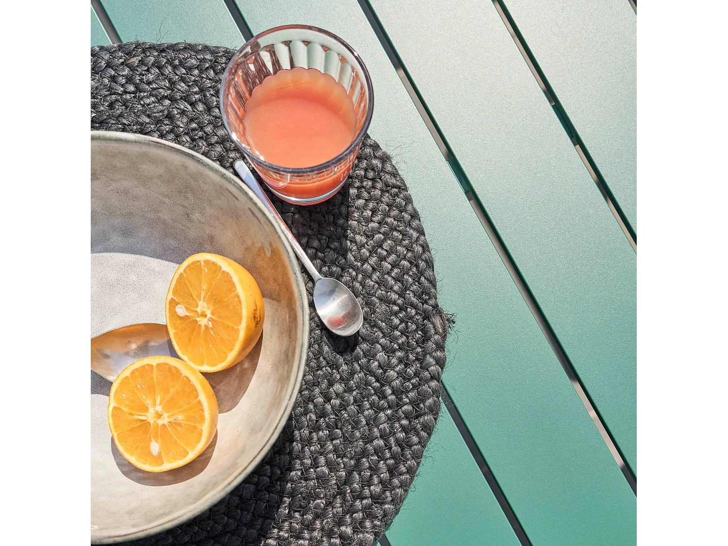 Table de terrasse rectangulaire en aluminium vert foncé