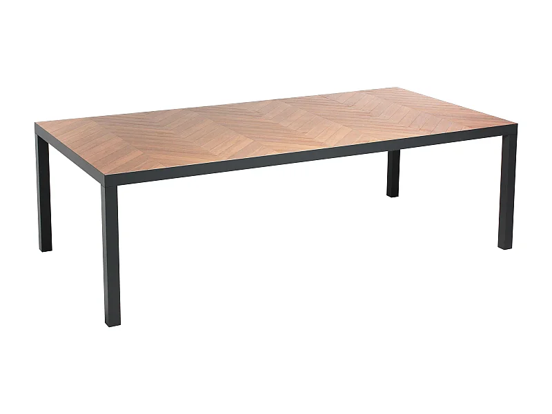 Tuintafel van keramiek met houtnerfpatroon