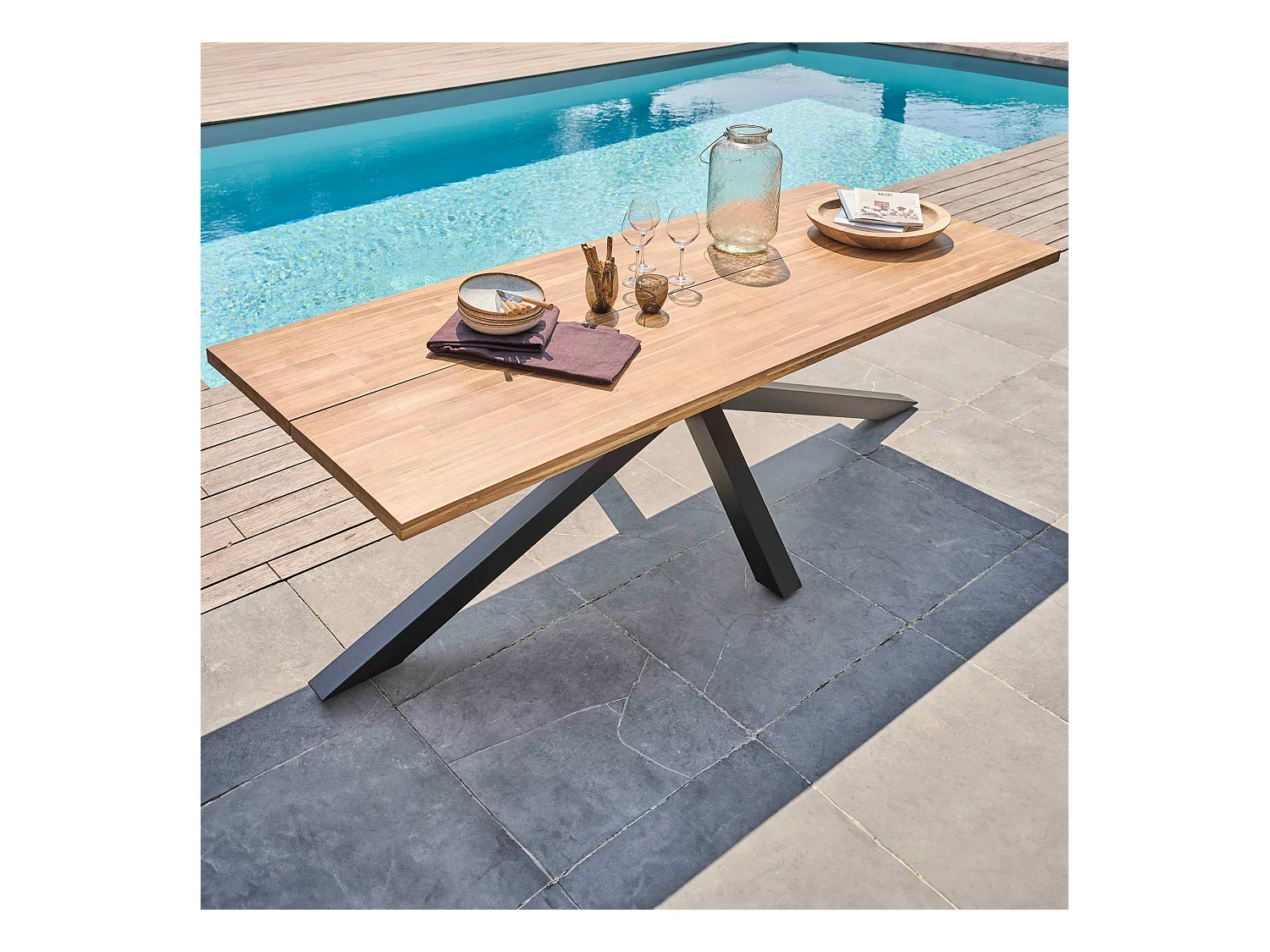 Table de jardin en bois d'acacia et aluminium