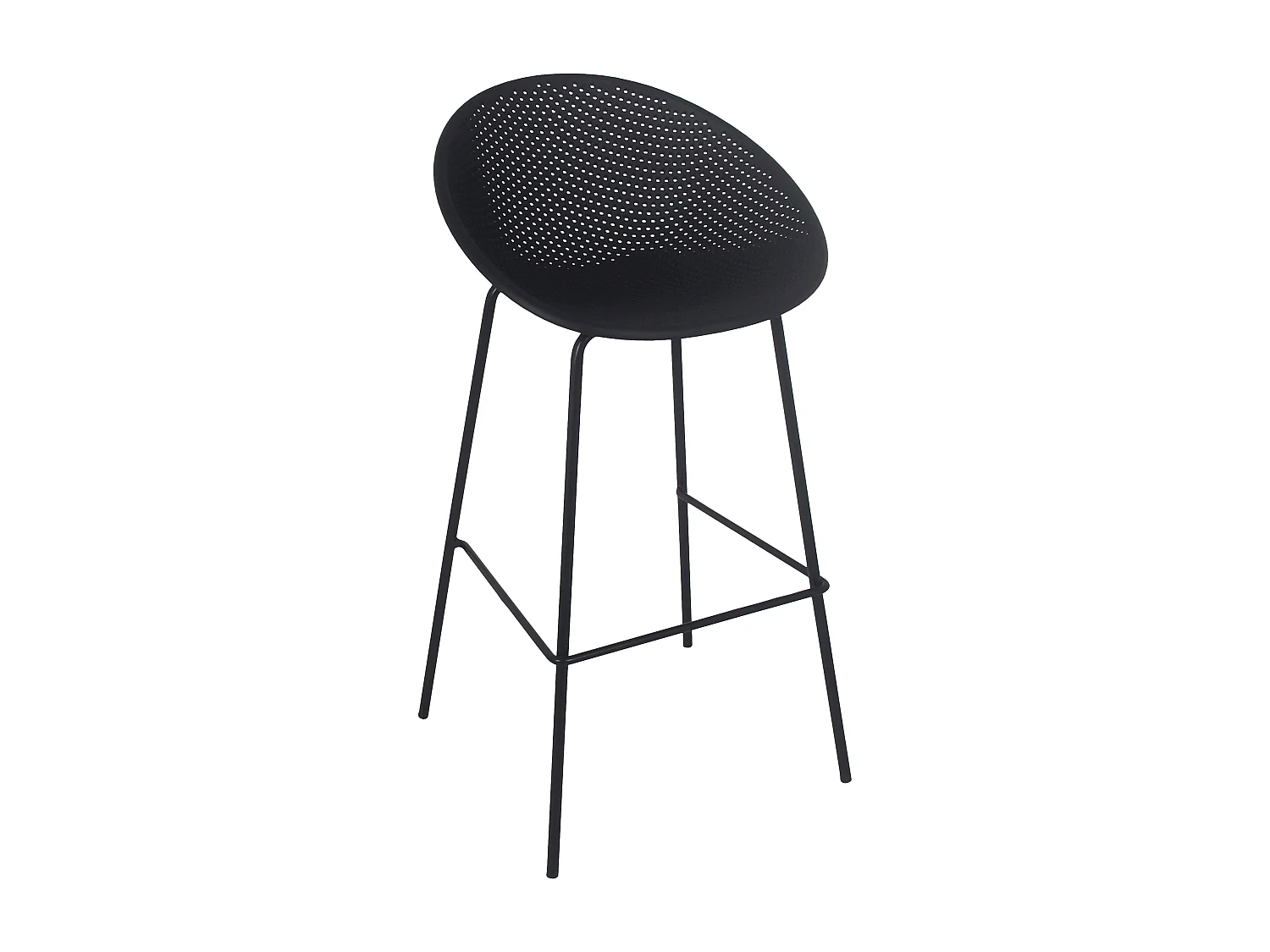 Lot de 4 chaises hautes de terrasse en plastique noires