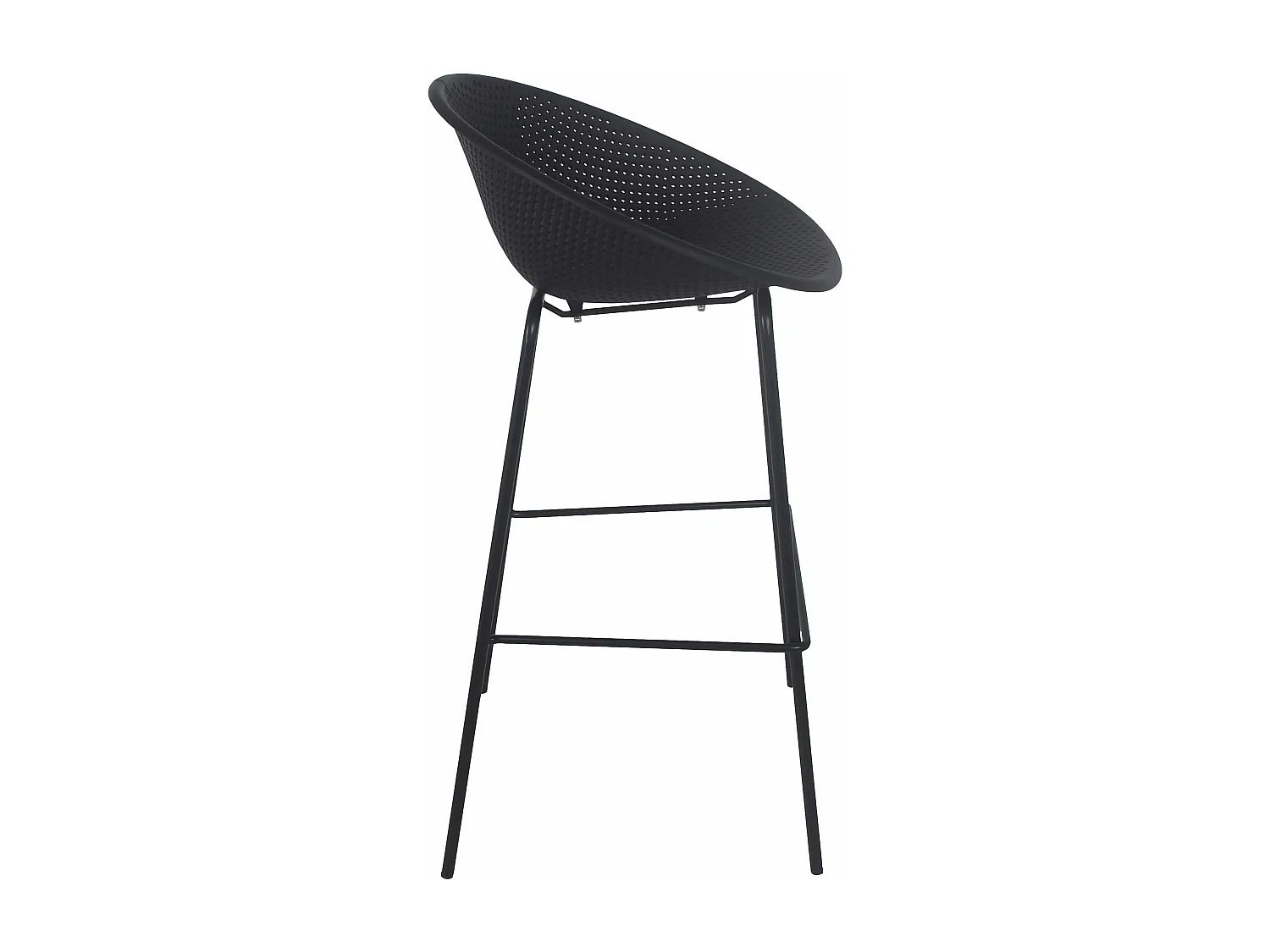 Lot de 4 chaises hautes de terrasse en plastique noires